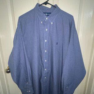 POLO Ralph Lauren Men's Long Sleeve Yarmouth Navy Blue Button Down  17.5 34/35